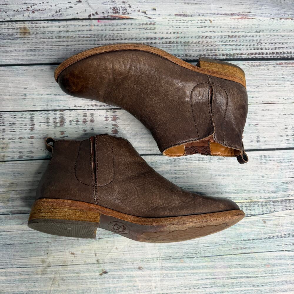 Kork-Ease Women’s 8M Brown Leather Chelsea Ankle Boots Distressed Boho
